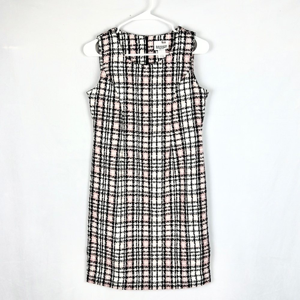 BANNER - NEW YORK | 🖤💗 Plaid Sleeveless Houndstooth Sheath Dress